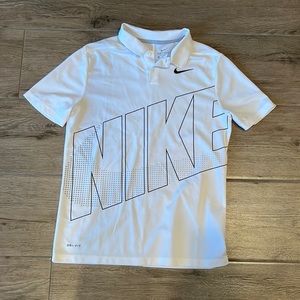 Boys White Nike Dri-Fit Polo- Size Large